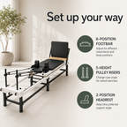 Pilates Reformer Machine with Jump Board, 86-Inch Foldable Frame, Adjustable Height and Spring Resistance
