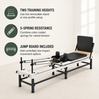 Pilates Reformer Machine with Jump Board, 86-Inch Foldable Frame, Adjustable Height and Spring Resistance