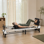 Pilates Reformer Machine with Jump Board, 86-Inch Foldable Frame, Adjustable Height and Spring Resistance