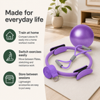 Pilates Ring Set with 9.8-Inch Mini Ball, 3 Resistance Bands, Figure-8 Tube & Stretch Strap for Home Workouts