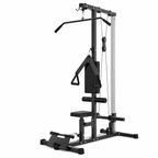 Plate-Loaded Lat Pulldown & Low Row Machine with High/Low Pulley System, Adjustable Seat and Footplate