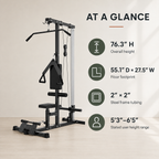Plate-Loaded Lat Pulldown & Low Row Machine with High/Low Pulley System, Adjustable Seat and Footplate