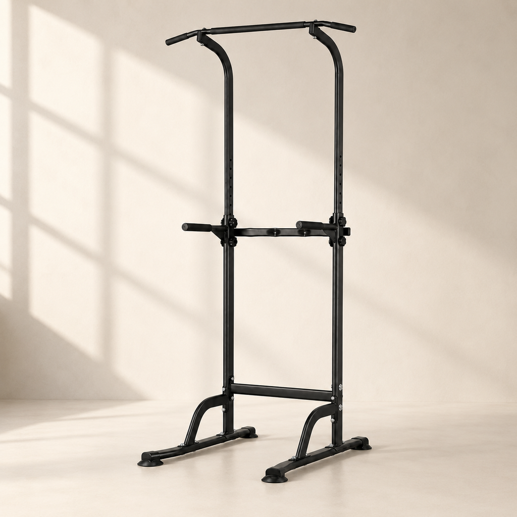 Power Tower Pull-Up and Dip Station with 10-Level Adjustable Height and 330 lb Capacity for Home Gyms