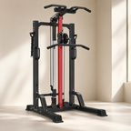 Power Tower with Cable Machine, Pull-Up Bar & Dip Station, 450 lb Max Load & 16-Position Adjustable Pulley
