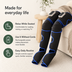 Rechargeable Air Compression Leg Massager with Heat, 3 Modes & 3 Intensities for Thighs, Calves & Feet