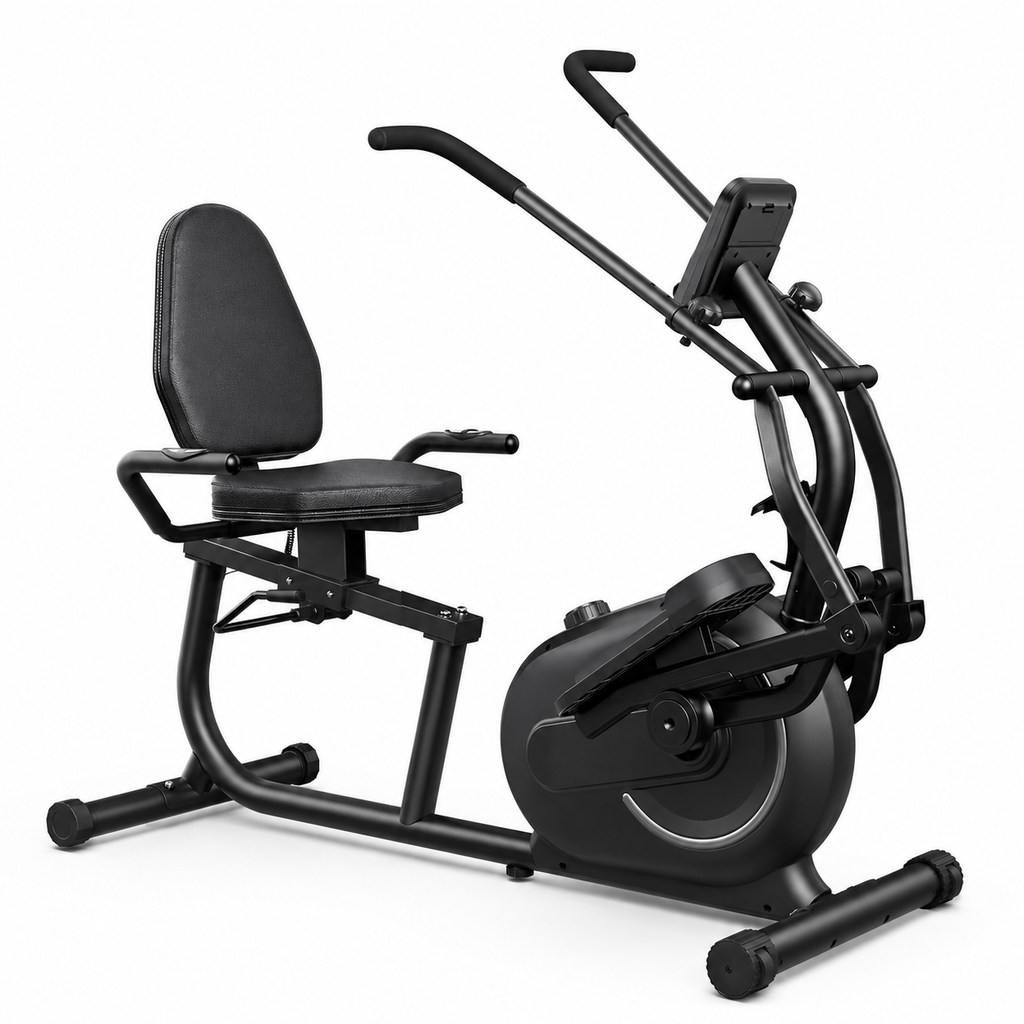 Recumbent Cross Trainer Elliptical with Arm Exerciser, 8-Level Magnetic Resistance, Bluetooth App Connectivity & 300 lb Capacity