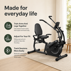 Recumbent Cross Trainer Elliptical with Arm Exerciser, 8-Level Magnetic Resistance, Bluetooth App Connectivity & 300 lb Capacity