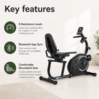 Recumbent Exercise Bike for Home with Bluetooth App, 8-Level Resistance, Heart Rate Monitor & 300 lb Capacity