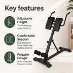 Roman Chair Back Extension Machine with 25–37 in Adjustable Height, Foldable Hyperextension Bench for Home Gym, 330 lb Capacity
