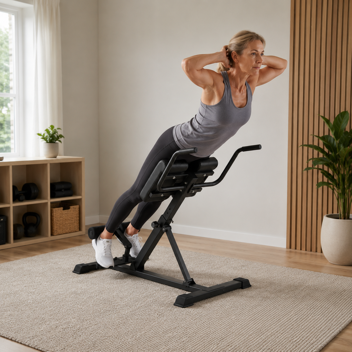 Roman Chair Back Extension Machine with 25–37 in Adjustable Height, Foldable Hyperextension Bench for Home Gym, 330 lb Capacity