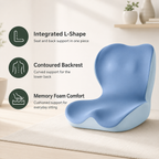 Seat Cushion with Back Support, Ergonomic Memory Foam Lumbar Support for Office Chair, Car & Home