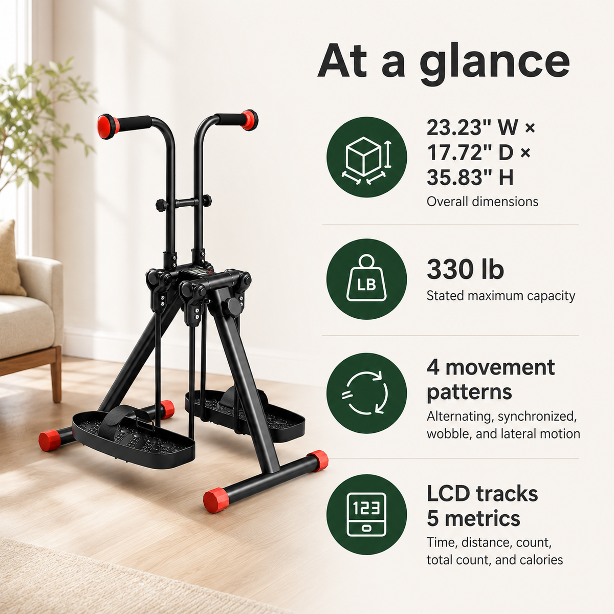 Seated Arm & Leg Pedal Exerciser for Seniors with LCD Display, 330 lb Capacity & Full-Body Low-Impact Motion