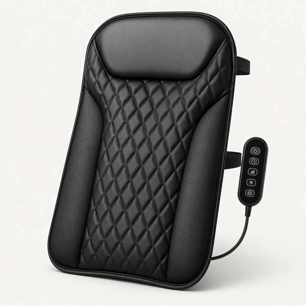Shiatsu Back Massager for Chair with Heat, Ultra-Slim Design, 10 Nodes and 3 Massage Zones