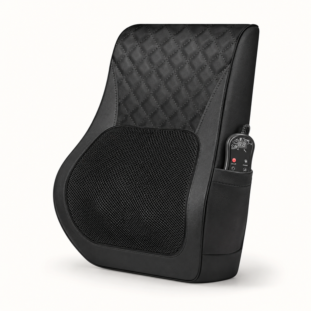 Shiatsu Back Massager with Heat, 4-Node Kneading Massage Pillow for Neck & Shoulders with 3 Speeds & Vibration