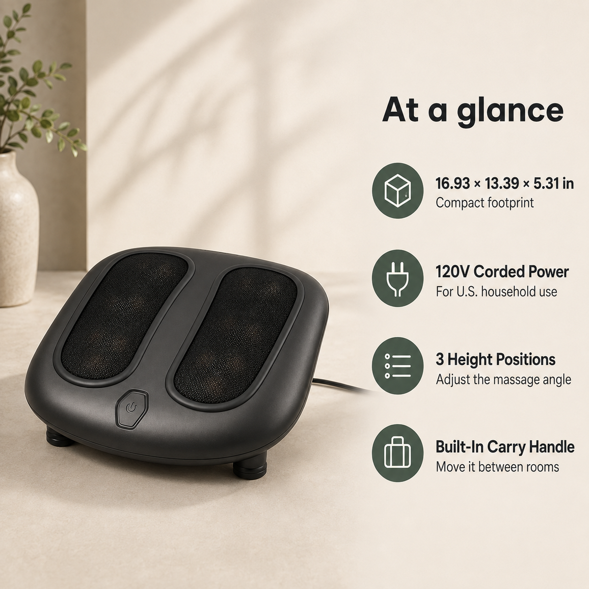 Shiatsu Foot Massager with Heat, 6 Massage Heads, 54 Rotating Nodes and Toe-Touch Control