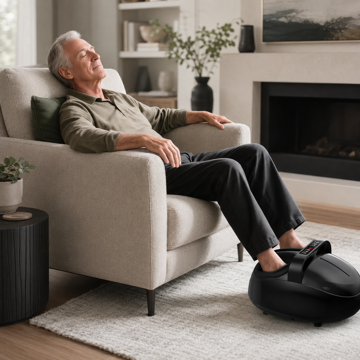 Shiatsu Foot Massager with Heat & Full-Wrap Air Compression, 9 Intensity Levels, 5 Modes, Vibration & Remote Control
