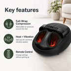 Shiatsu Foot Massager with Heat & Full-Wrap Air Compression, 9 Intensity Levels, 5 Modes, Vibration & Remote Control