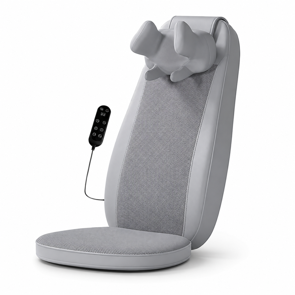 Shiatsu Massage Chair Pad with Heat, Neck Kneading, Full Back Massage & Seat Vibration for Home & Office