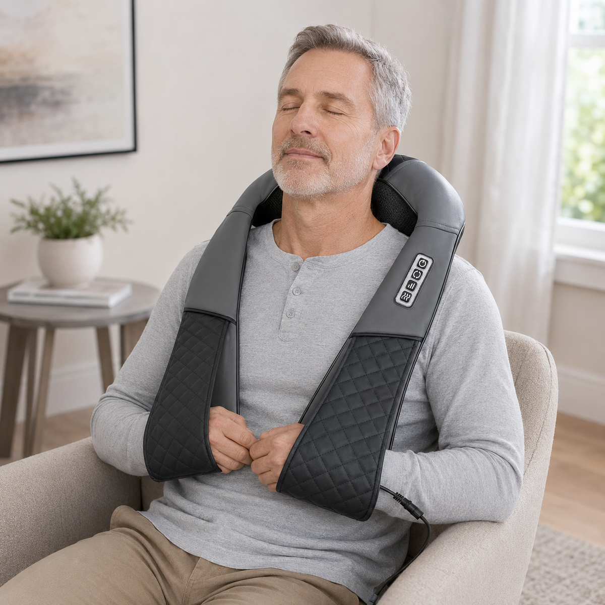 Shiatsu Neck, Shoulder & Back Massager with Heat, 8 Kneading Nodes, 3 Speeds & Auto-Reverse