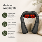 Shiatsu Neck and Shoulder Massager with Heat, 8 Kneading Nodes, 3 Speeds & Auto-Reverse for Home & Car