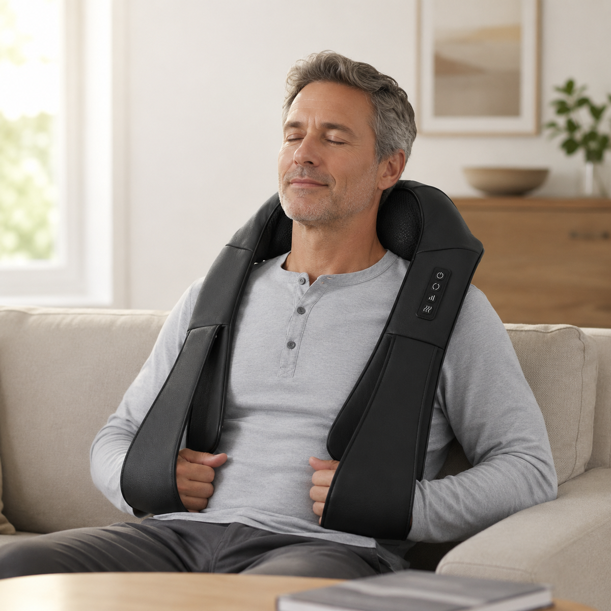 Shiatsu Neck and Shoulder Massager with Heat, 8 Kneading Nodes, 3 Speeds & Auto-Reverse for Home & Car