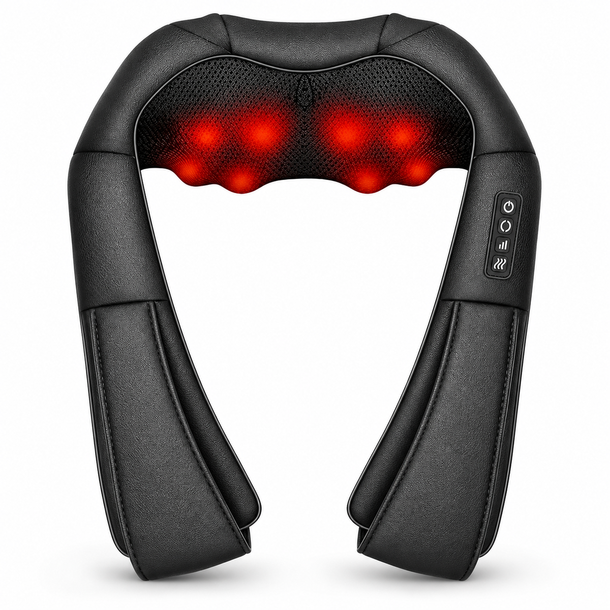 Shiatsu Neck and Shoulder Massager with Heat, 8 Kneading Nodes, 3 Speeds & Auto-Reverse for Home & Car