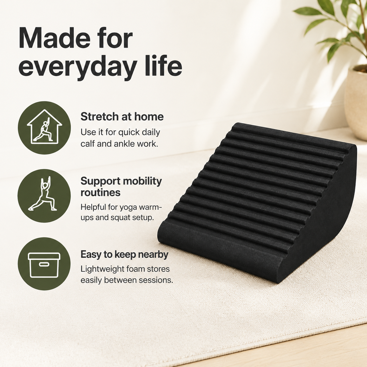 Slant Board Calf Stretcher with Non-Slip EVA Foam Surface for Ankle Mobility, Squats & Yoga
