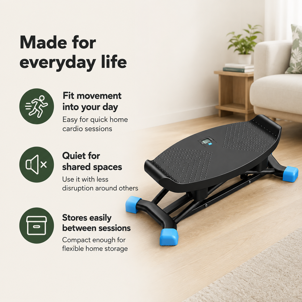 Slide Stepper Balance Board with Resistance Bands, LCD Monitor & 300 lb Capacity for Low-Impact Home Cardio