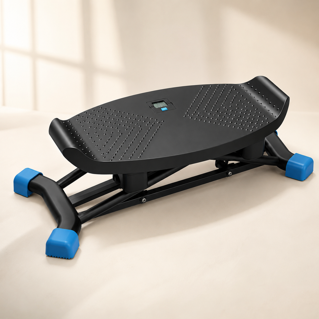 Slide Stepper Balance Board with Resistance Bands, LCD Monitor & 300 lb Capacity for Low-Impact Home Cardio