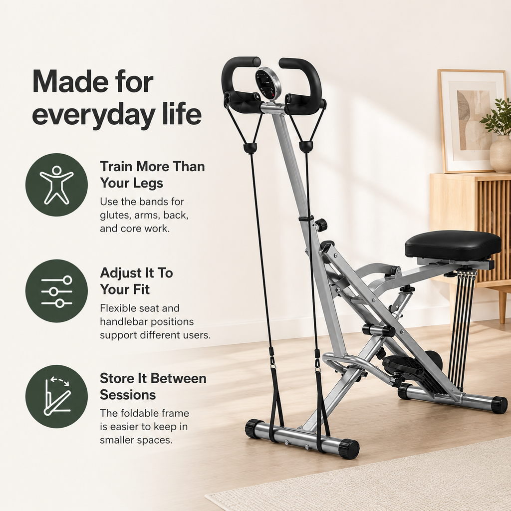 Squat Assist Machine with 4 Resistance Bands, Foldable Glute & Leg Trainer, 330 lb Capacity