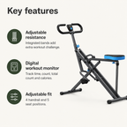 Squat Rowing Machine with Adjustable Resistance, Digital Monitor & Foldable Design, 350 lb Capacity