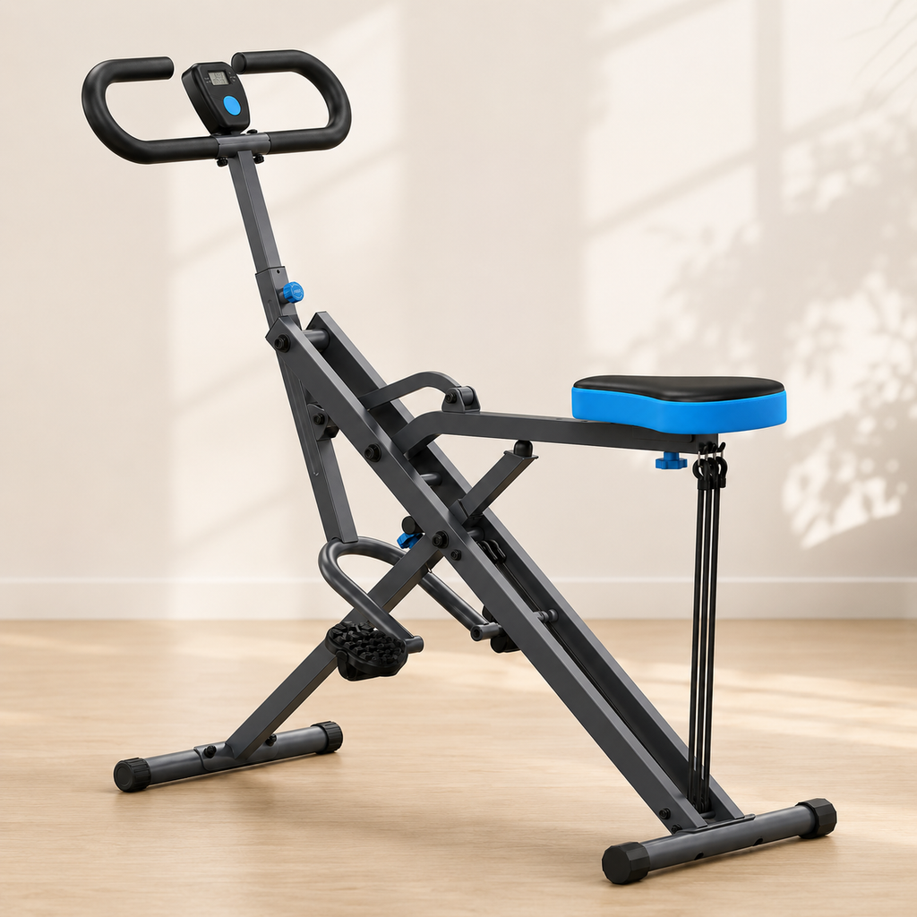 Squat Rowing Machine with Adjustable Resistance, Digital Monitor & Foldable Design, 350 lb Capacity