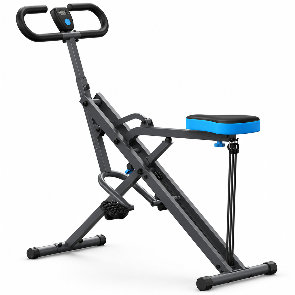 Squat Rowing Machine with Adjustable Resistance, Digital Monitor & Foldable Design, 350 lb Capacity
