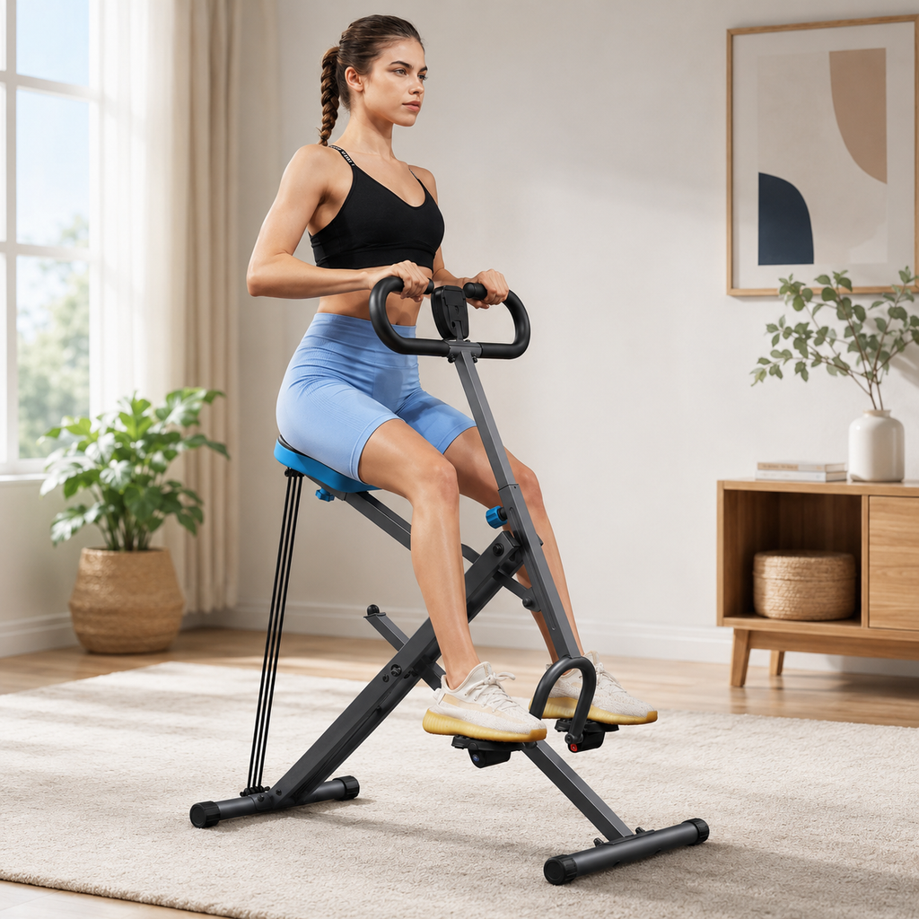 Squat Rowing Machine with Adjustable Resistance, Digital Monitor & Foldable Design, 350 lb Capacity