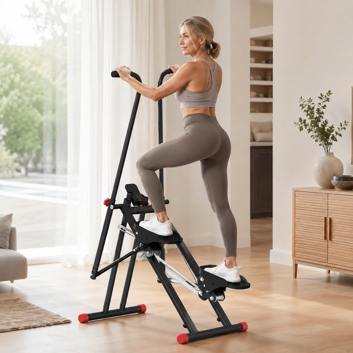 Stair Stepper with 3-Level Resistance & Adjustable Incline, Quiet 350 lb Home Cardio Climber with LCD Display