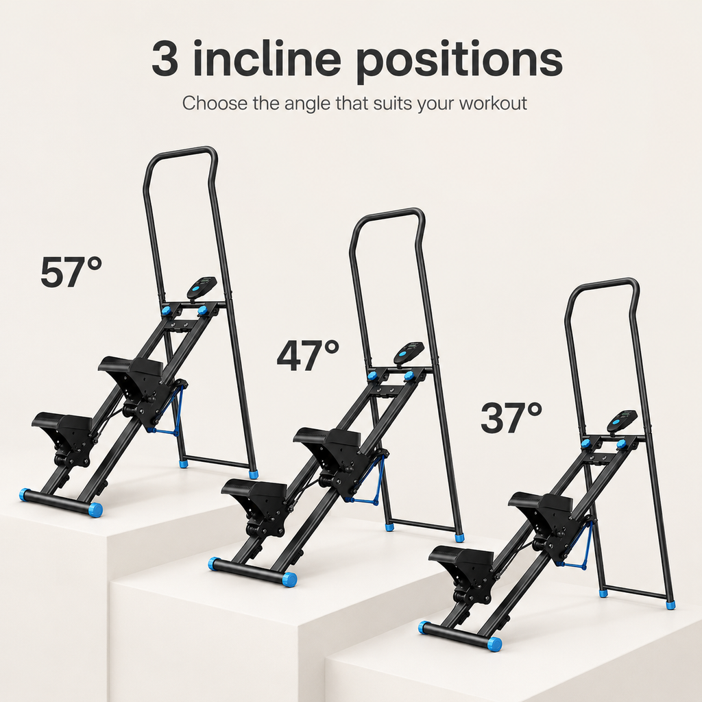 Stair Stepper with Handlebar, 3 Incline Angles & Adjustable Resistance, Foldable Vertical Climber with LCD, 300 lb Capacity