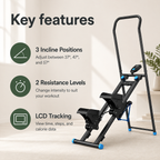 Stair Stepper with Handlebar, 3 Incline Angles & Adjustable Resistance, Foldable Vertical Climber with LCD, 300 lb Capacity