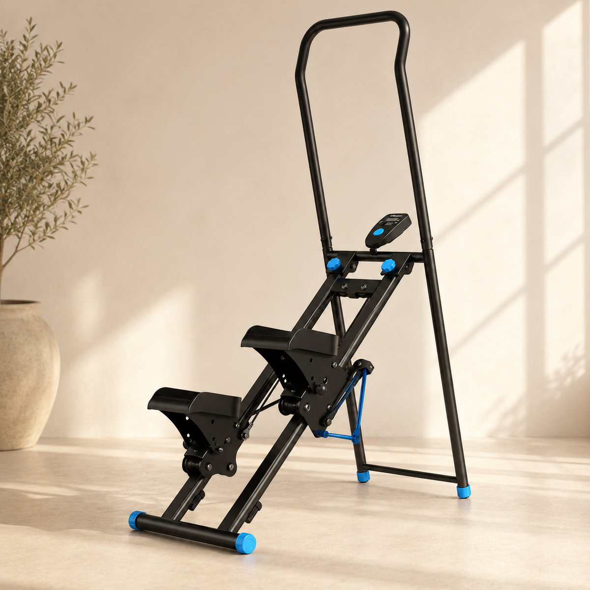 Stair Stepper with Handlebar, 3 Incline Angles & Adjustable Resistance, Foldable Vertical Climber with LCD, 300 lb Capacity