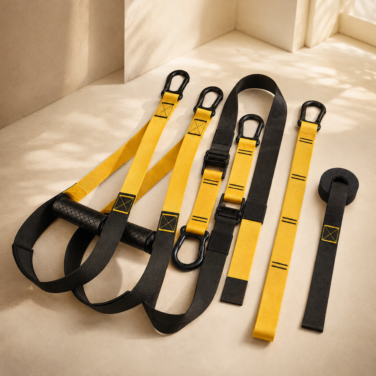 Suspension Trainer Straps with Handles, Door Anchor & Adjustable Length for Full-Body Workouts