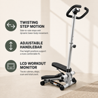 Twist Stepper with Adjustable Handlebar, Resistance Bands, Dual Hydraulic Cylinders and LCD Monitor