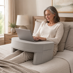 U-Shaped Memory Foam Reading Pillow with Armrests, Lap Desk Surface, Leg Groove & Removable Washable Cover