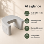 U-Shaped Memory Foam Reading Pillow with Armrests, Lap Desk Surface, Leg Groove & Removable Washable Cover