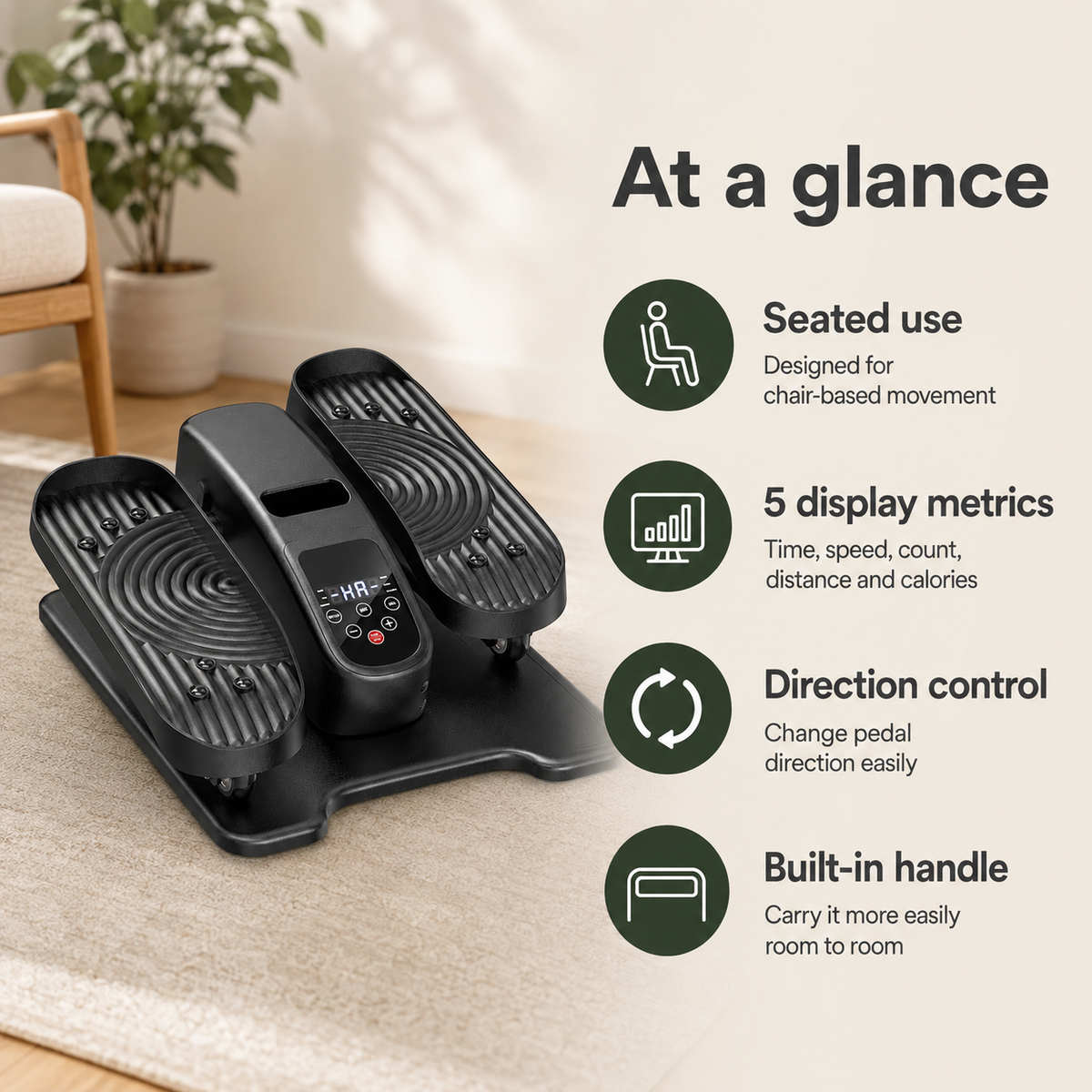 Under Desk Elliptical Machine for Seniors with Remote Control, Quiet Electric Seated Pedal Exerciser