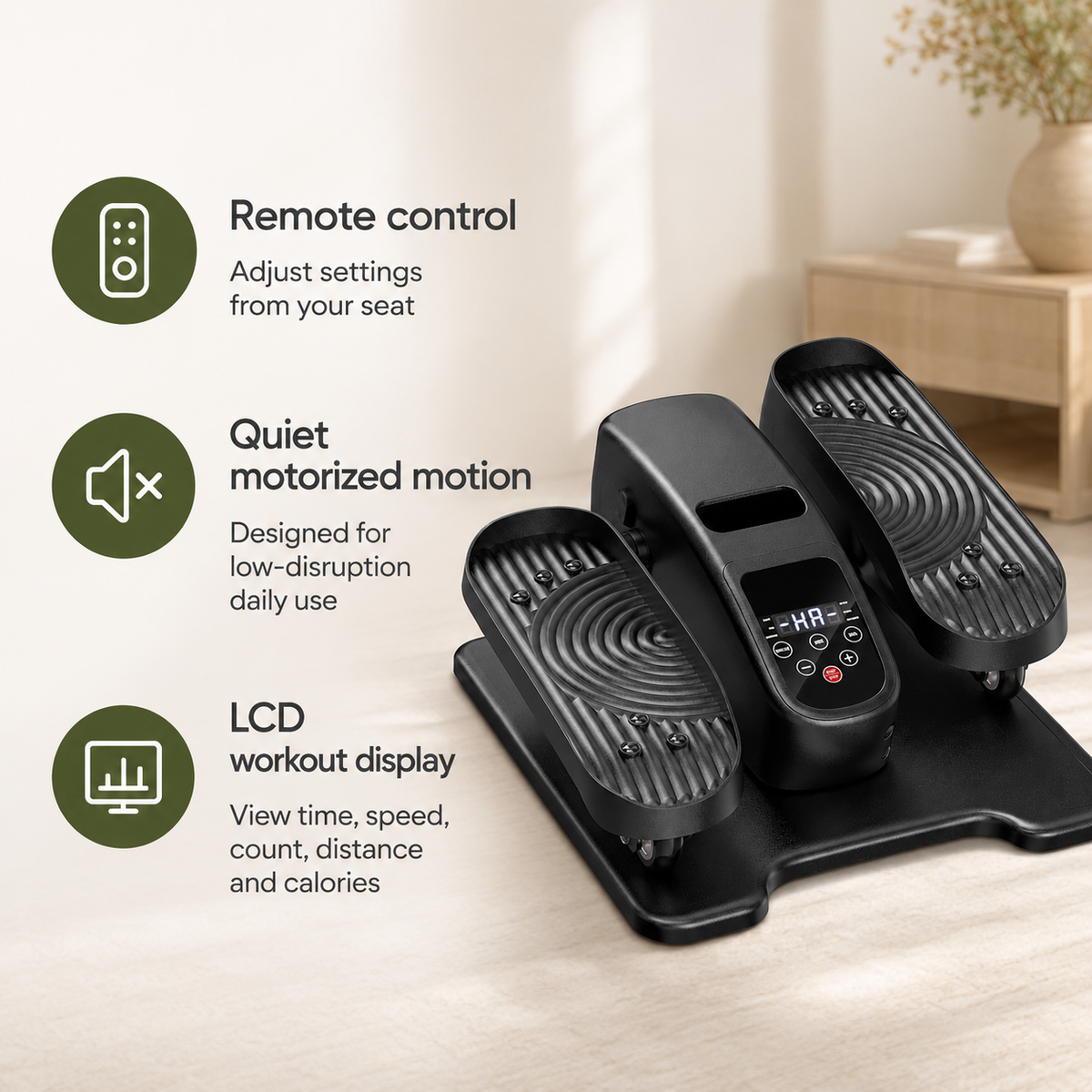 Under Desk Elliptical Machine for Seniors with Remote Control, Quiet Electric Seated Pedal Exerciser