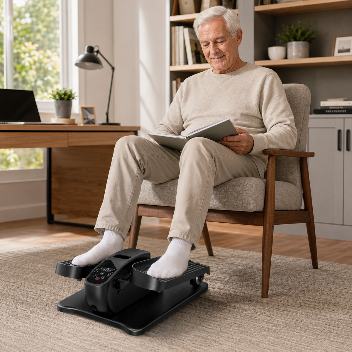Under Desk Elliptical Machine for Seniors with Remote Control, Quiet Electric Seated Pedal Exerciser