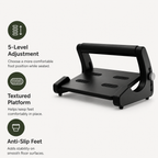 Under Desk Footrest with 5-Level Adjustable Height, Textured Platform & Anti-Slip Feet for Office and Home