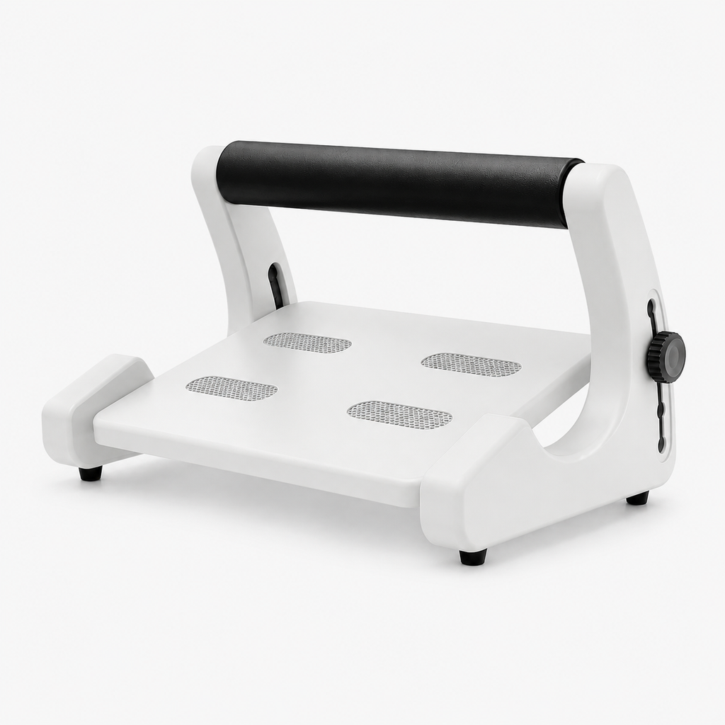 Under Desk Footrest with 5-Level Adjustable Height, Textured Platform & Anti-Slip Feet for Office and Home