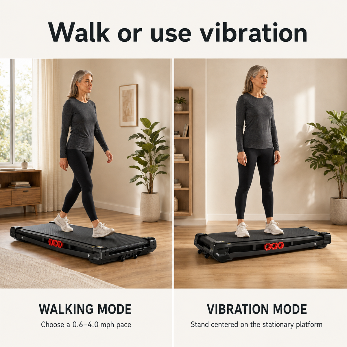 Under Desk Walking Pad Treadmill with 8-Level Vibration, 5% Manual Incline, 2.5 HP Brushless Motor and Remote Control
