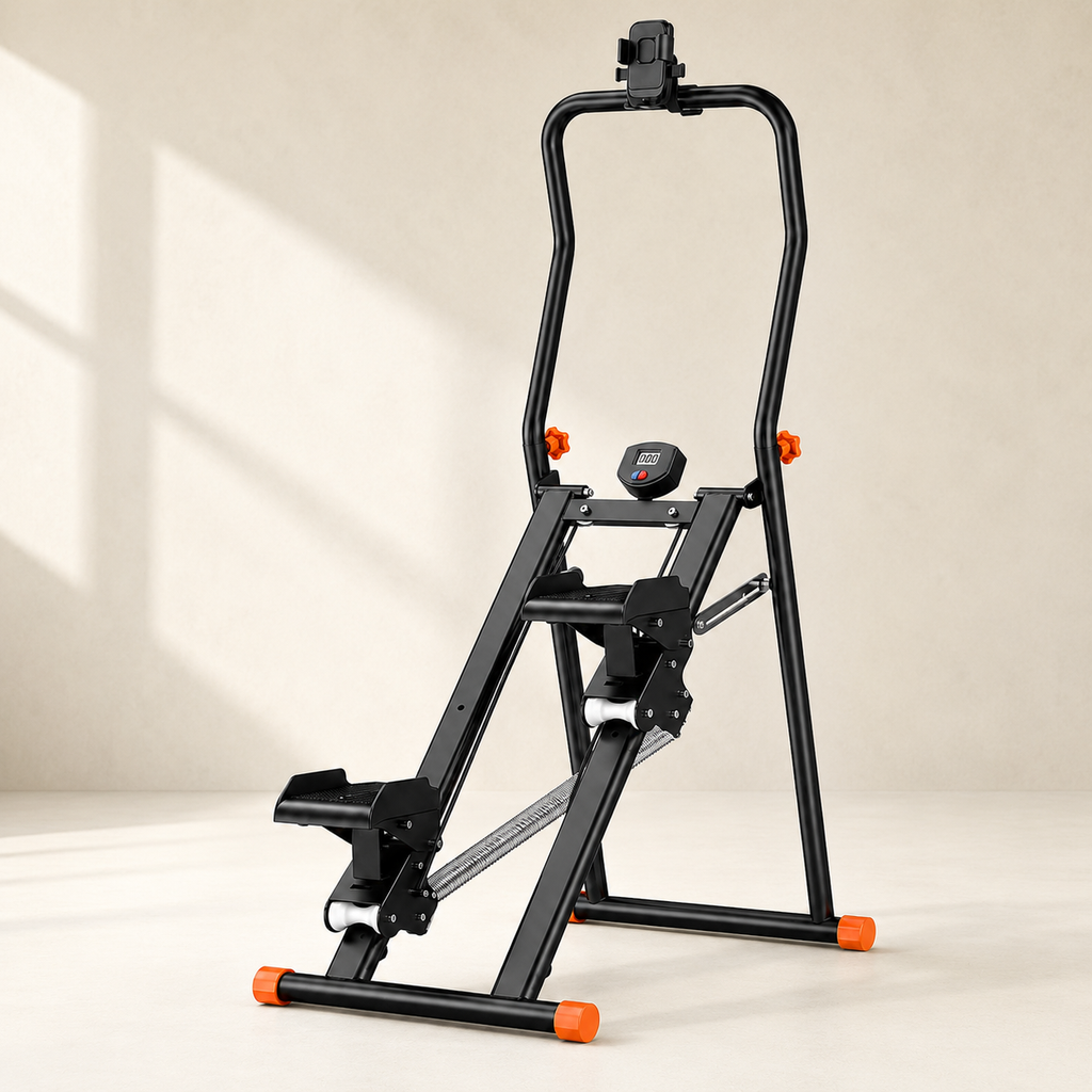 Vertical Stair Stepper with 3-Level Spring Resistance, Foldable Stair Climber with LCD Monitor, 330 lb Capacity