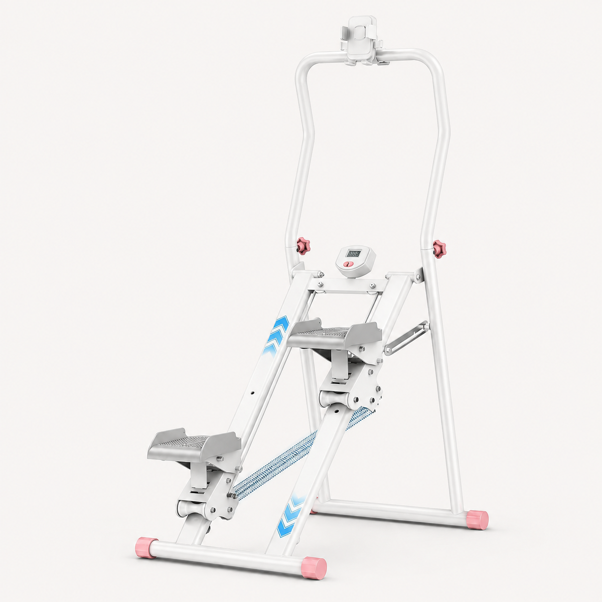 Vertical Stair Stepper with 3-Level Spring Resistance, Foldable Stair Climber with LCD Monitor, 330 lb Capacity